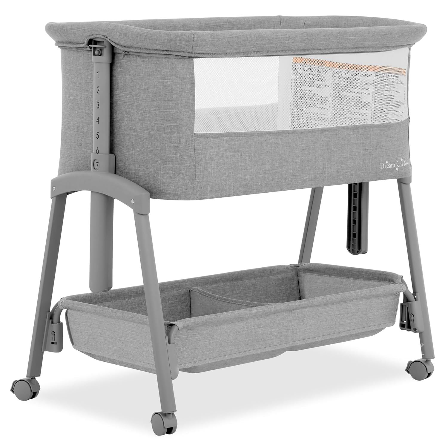 Dream On Me Calypso Bedside Bassinet — Seven height positions, an aluminium frame and the highest rating here.